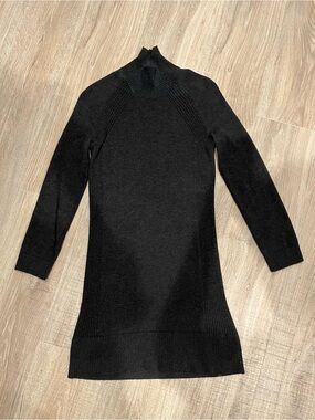 lululemon athletica Black Ribbed Mock Neck Long Sleeve Knit Dress